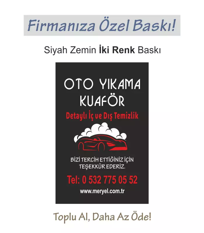 Oto Kağıt Paspas Baskı 35x50 cm, İki Renk Dikey