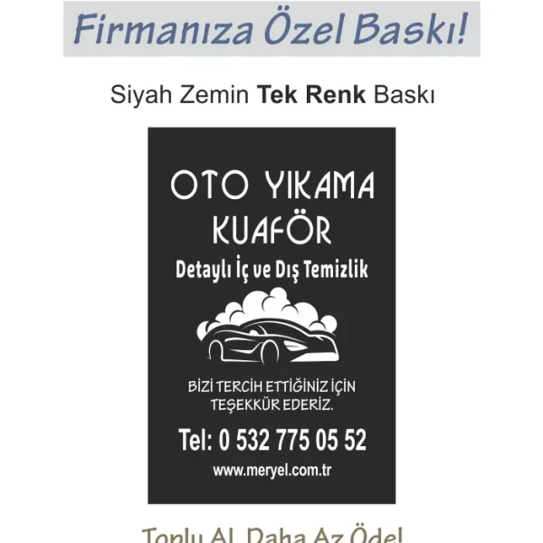 Oto Kağıt Paspas Baskı 35x50 cm, Tek Renk Dikey