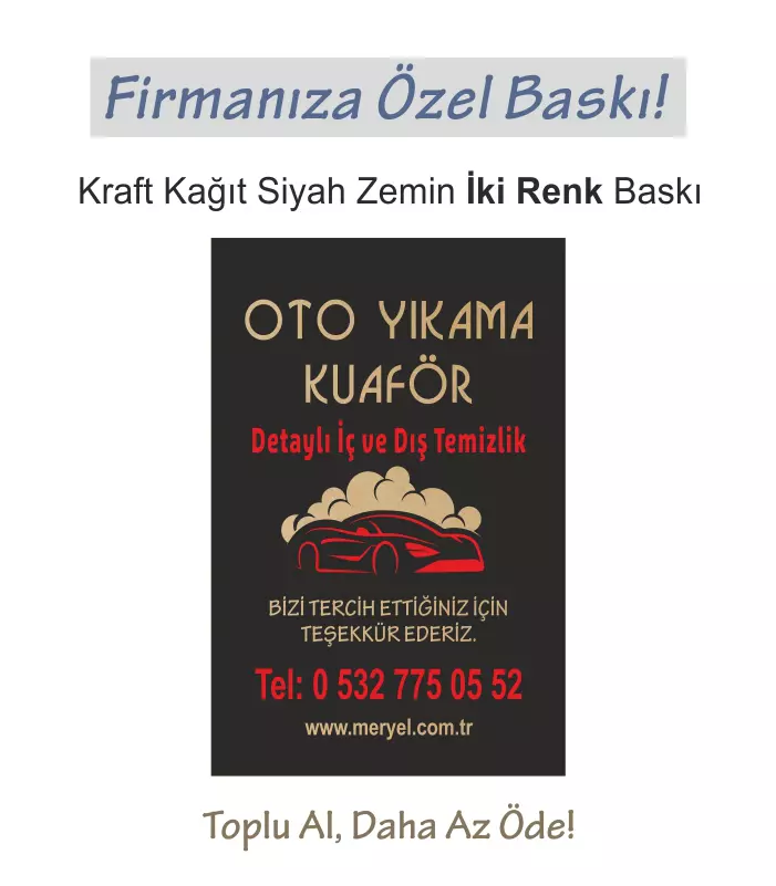 Kraft Oto Paspas, 50×35 cm. Siyah Zemin, İki Renk Baskı Dikey