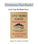 Kraft Oto Paspas Baskı, 50×35 cm. İki Renk Dikey